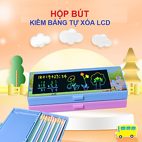 Hộp bút đa năng đựng viết kiêm bảng viết tự xóa thông minh LCD bằng nhựa hình cute cỡ lớn cho bé, quà tặng sinh nhật