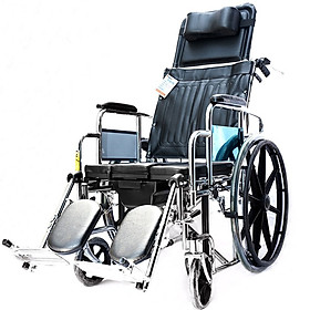 Xe lăn cao cấp đa năng Lucass X607 ngả nằm có bô, thắng và 2 bánh xe chống lật