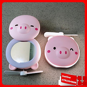 Mua Quạt Mini Heo Hồng Có Đèn Và Gương Soi - Loại Tốt