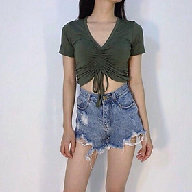 Áo croptop rút dây che khuyết điểm