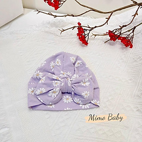 Mũ nón turban cotton tím hoa cho bé gái 6-10kg Mimo Baby MTB66