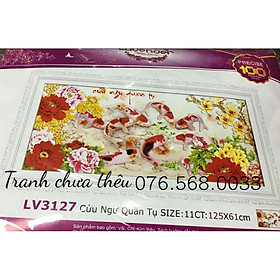 Mua Tranh thêu chữ thập CỬU NGƯ QUẦN HỘI 125x61cm chưa thêu