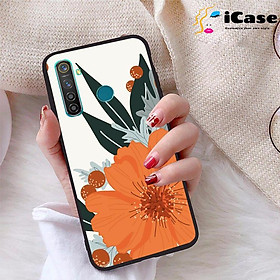 Ốp lưng iCase dành cho Realme 5 Pro chất liệu viền dẻo lưng cứng nhám TPU có hai lỗ xỏ dây đeo in nổi 4D hình bộ sưu tập HOA 25