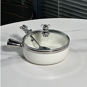 Mua Bát Sứ Có Tay Cầm Có Nắp Đậy Hình Gấu Decor Thố Tròn Phong Cách Bắc Âu  Tô Bát Gấu Sứ Có Tay Cầm Decor Kèm Muỗng Nĩa