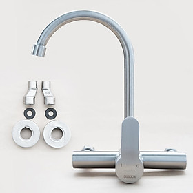 Mua Vòi rửa chén – bát nóng lạnh SUS 304 âm tường cần cứng (Hàng chính hãng)