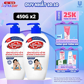 Combo 2 Nước Rửa Tay Lifebuoy Chăm Sóc Da Giúp Dưỡng ẩm Mềm Mại Và Bảo Vệ Khỏi 99.9% Vi Khuẩn Trên Tay Chai 450G