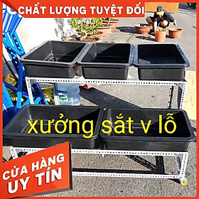 Kệ sắt trồng rau thông minh 2 tầng 5 khay nhựa có BÁNH XE  dùng sắt V3x3cm