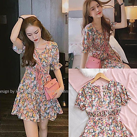 ĐẦM HOA LEM CÁCH ĐIỆU EO