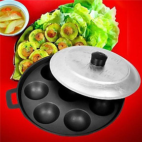 Mua Khuôn làm bánh khọt chống dính 8 lỗ kèm nắp đậy  Chảo làm bánh khọt cao cấp
