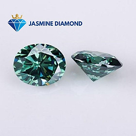 Kim cương nhân tạo Mỹ Moissanite giác cắt Oval màu xanh lá