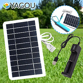 Bảng điều khiển năng lượng mặt trời mini USB 5V Bộ sạc năng lượng mặt trời DIY di động 5W cho tế bào pin quạt 18650/18500/18350/16650/16340/14650/14500 Cắm trại Màu sắc: Gói 1