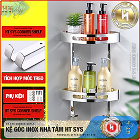 Kệ nhà tắm inox 304 HT SYS - Kệ để đồ phòng tắm 2 tầng đa năng - Chất liệu inox 304 cao cấp - Tích hợp móc treo đồ - LOẠI DÀY - Hàng Chính Hãng