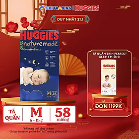 Tã quần Huggies Naturemade ban đêm M 58 miếng