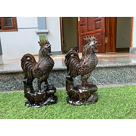Tượng con gà trống trang trí ,phong thủy bằng gỗ mun hoa kt cao 30×16×8cm