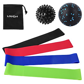 Exercise Resistance Loop Bands with Fascial Ball Spiky Ball Elastic Booty Band Massage Balls Set for Yoga Home Gym