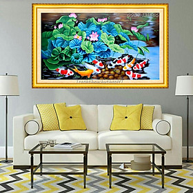 Mua Tranh đính đá cửu ngư quần hội LV063 - size: 120*65cm (tự làm)