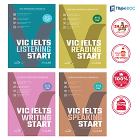 Combo 4 cuốn vic start ielts all in one: reading + writing + listening + speaking