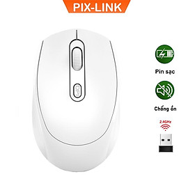 Chuột Không Dây PIX-LINK P100 Wireless 2.4Ghz Sạc Pin, Chống Ồn, DPI1600 Dùng Cho Máy Tính, Laptop, Tivi-Hàng Chính Hãng