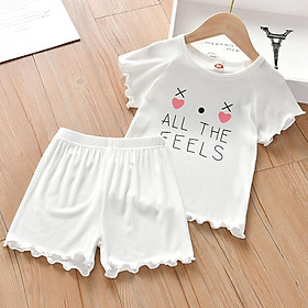 Bộ cộc tay cho bé gái mùa hè chất cotton từ 6-40kg quần áo trẻ em Bộ Feels