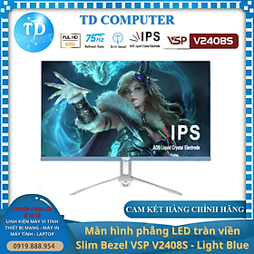 Mua Màn hình VSP V2408S 24inch  XANH NHẠT  (23.8  IPS FHD 75Hz  HDMI+VGA) - Hàng chính hãng TECH VISION phân phối