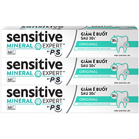 Bộ 3 Hộp Kem Đánh Răng P/S Giảm Ê Buốt Sau 30 Giây Sensitive Mineral Expert Original Với Tác Động Từ Khoáng 100G