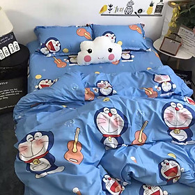 Set 5 Món Chăn Chần Bông Ga Gối Cotton SP000658 - Doremon - TẶNG 01 MÓC KHÓA HOUSTON