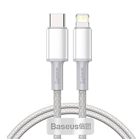 Cáp sạc Baseus PD20W Baseus High Density kết nối Type-C sang iPhone dài 100CM ( 3 màu ) - Hàng chính hãng - Trắng