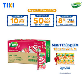 Thùng 48 Hộp Sữa Chua Lên Men Tự Nhiên Yomost Vị Dâu (170ml/Hộp)