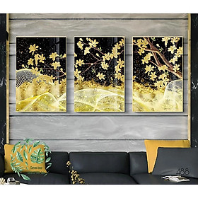 Bộ tranh canvas treo tường hoa mai vàng