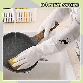 Mua Găng Tay Rửa Chén Bát Lót Nỉ Siêu Dai Dài Tay - Cổ cao - Có chun chống tụt 88237