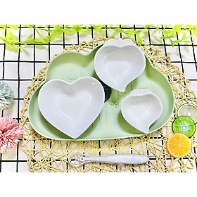 Mua Combo chén bát sứ kèm khay và thìa ăn dặm cho bé Trắng