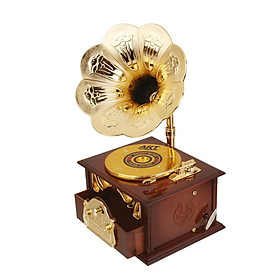 Retro Wind Up Gramophone Phonograph Shape Art Disc Music Box Decoration Toys Gift
