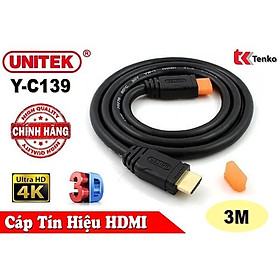 Cáp HDMI 3m hỗ trợ 3D, 4K x 2K Unitek Y-C139 - Hàng nhập khẩu