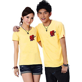 Bộ Áo Thun Đôi Nam Nữ Siêu Anh Hùng Màu Vàng