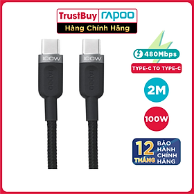 Mua Dây Cáp Sạc Nhanh USB Type C to Type C Dài 2M Chuyên Sạc Macbook  Laptop  Smartphone Rapoo PD100 - Hàng Chính Hãng