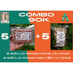 Combo 5 gói Lạc rang húng lìu 100g + 5 gói Lạc rang nguyên vỏ 100g