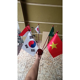 Cờ để bàn cắm 6 nước theo yêu cầu, in logo công ty
