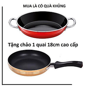 Hình ảnh Chảo chống dính 2 quai 22cm tặng ngay chảo 1 quai siêu chống dính