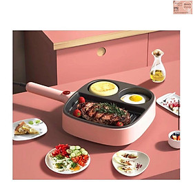 Mua Chảo điện 3 ngăn chống dính mini  Chảo ốp la trứng  Làm Bánh Mì  Chiên  Xào Đa Năng Cao Cấp