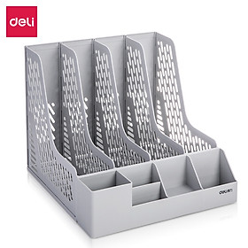 Set giá tài liệu 4 ngăn kèm hộp bút Deli - Xanh Dương/ Xám/ Đen - 78981