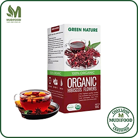 Hoa Bụp Giấm Nguyên Bông Hữu Cơ Green Nature 100g - Pha Trà Thanh Mát, Đẹp Da, Giải Nhiệt, Healthy