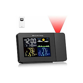 Máy chiếu buồng Ringeler với trạm thời tiết, nhiệt kế bên trong/ngoài trời với cảm biến không dây, máy đo tổng hợp/hygrometer 1 mảnh