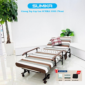 Giường xếp gọn cao cấp SUMIKA 339B, chiều rộng 70cm, khung thép, có bánh xe di chuyển