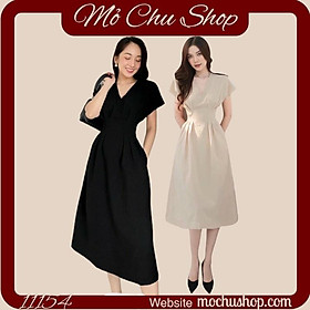 ĐẦM MIDI TAY CÁNH DƠI XẾP LI EO 79908571 [MỎ CHU SHOP