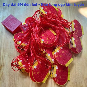 Mua Dây Đèn LED Dài 5M 16-18 Đèn Lồng Đỏ  Trang Trí Lễ Tết Năm Mới/ Dây Lồng Đèn Trang Trí   Nguồn 220v kiểu tròn - dài  có box và đầu nối