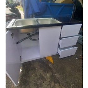 Mua Tủ Bếp Nhựa Đài Loan Cao 81cm Ngang 1m25 Bồn Đôi Màu Trắng TB049