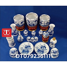 Mua BỘ BÁT HƯƠNG VẼ SEN ( HAI BÁT 16+ MỘT BÁT 18 ) .ĐẾ GỖ SƠN SON THẾP VÀNG ( ĐẾ CAO 11CM)