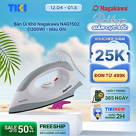 Bàn Ủi Khô Nagakawa NAG1502 (1200W) - Màu Ghi - Hàng Chính Hãng