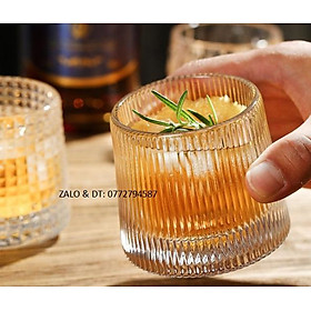 Ly Thủy Tinh Deli Vintage whi.ky Rock Glass 170ml  Tùy Chọn Họa Tiết - TRÒN BI