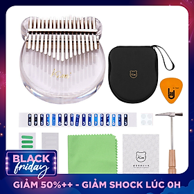 Đàn Kalimba 17 Phím Acrylic Trong Suốt Kimi M-10 (Hộp cứng chống sốc, Búa chỉnh âm, Sticker dán note, Khăn lau, Sách học) - Kèm Móng Gảy DreamMaker